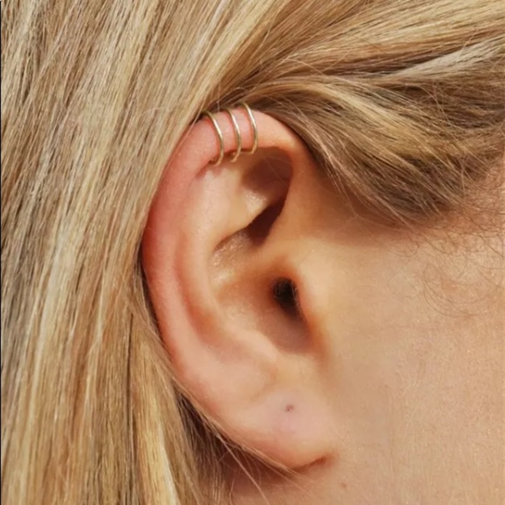 “Rebel” Ear Cuff Triple Band Gold NoPierce Earring - Picture 6 of 8